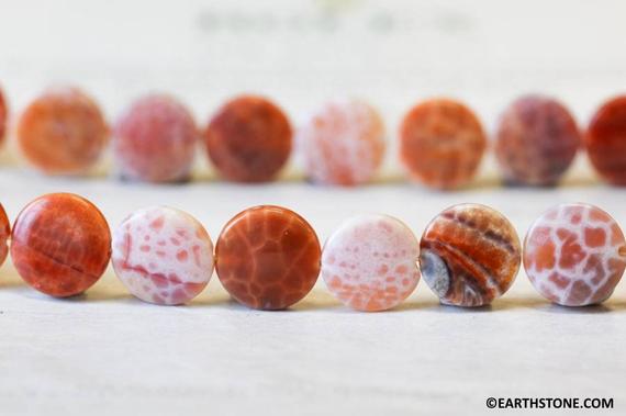 Crab Fire Agate 15mm/ 20mm Dime Beads 15.5" Strand Enhanced