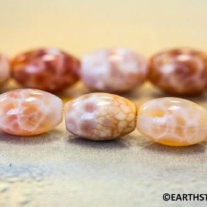 M/ Crab Fire Agate 8x12mm/ 10x14mm/ 12x16mm/ 13x18mm Barrel Oval Beads 15.5" strand Enhanced agate gemstone beads For jewelry making | Natural genuine other-shape Gemstone beads for beading and jewelry making.  #jewelry #beads #beadedjewelry #diyjewelry #jewelrymaking #beadstore #beading #affiliate #ad