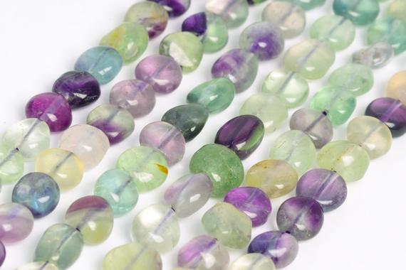 Genuine Natural Multicolor Fluorite Loose Beads Grade A Pebble Nugget Shape 8-10mm