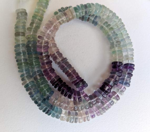 6mm Fluorite Faceted Spacer Beads, Natural Multi Fluorite Beads, Fluorite Tyres, Multi Fluorite Beads, 8in Multi Fluorite For Jewelry-pksg94