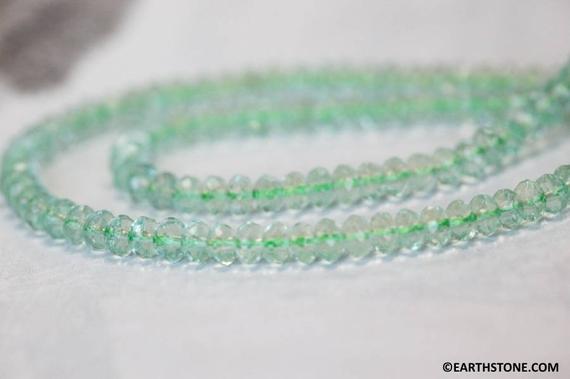 S/ Green Fluorite 6mm/ 4mm Faceted Rondelle Beads 16" Strand Light Green Transparent Gemstone Beads For Jewelry Making