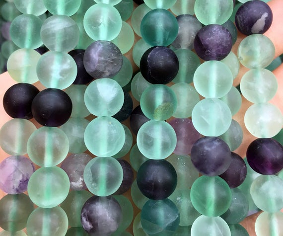 Fluorite Matte Beads, Natural Gemstone Beads, Round Frosted Stone Beads 4mm 6mm 8mm 10mm 12mm 15''