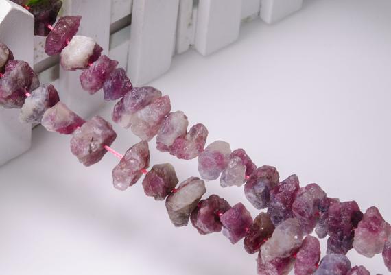 Full Strand Pink Tourmaline Raw Rough Natural Stone Center Drilled  Crystal Healing Stone Points/beads For Jewelry Making Luck Gift