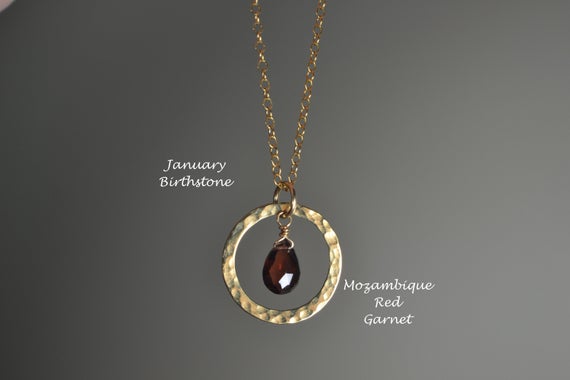 Eternity Red Garnet Necklace In Sterling Silver, 14k Gold Fill // January Birthstone // Garnet Briolette Necklace // 2nd Anniversary Gift