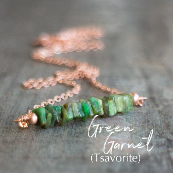 Tsavorite Necklace, Green Garnet Necklace, January Birthstone, Birthday Gifts For Her