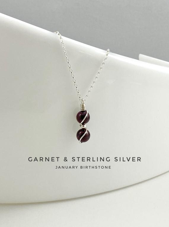 Garnet Pendant, January Birthstone, Garnet Necklace