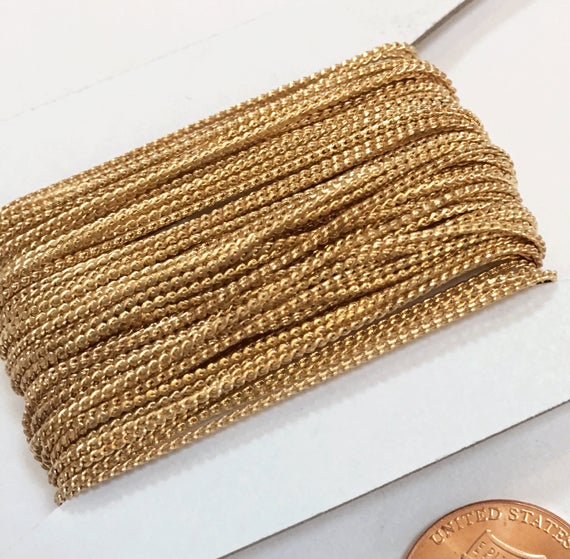 Gold Color  Brass Beading Chain 1mm 32ft Spool