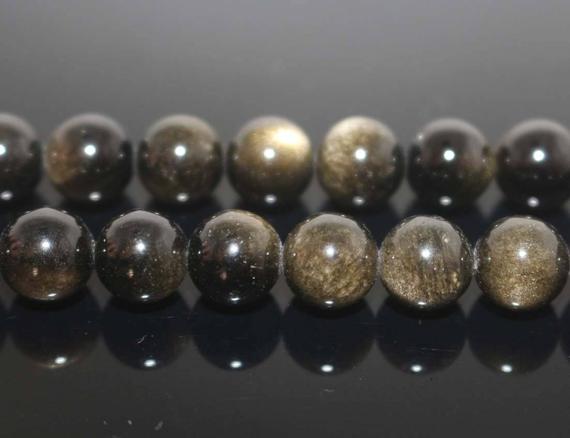 Natural Golden Obsidian Round Beads,4mm 6mm 8mm 10mm 12mm 14mm 16mm Golden Obsidian Beads Wholesale Supply,one Strand 15"