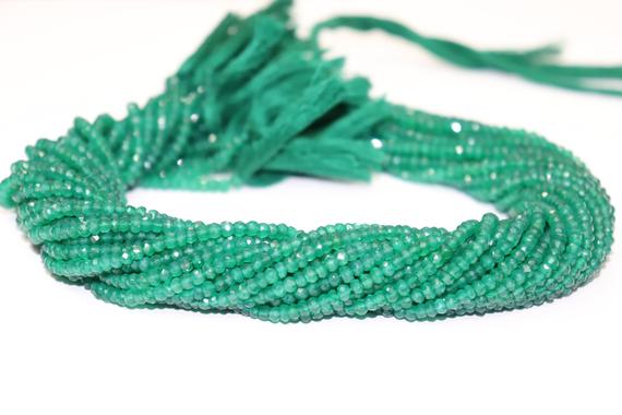 Aaa+ Natural Green Onyx Faceted Rondelle Beads    3-4mm Green Onyx Faceted Beads   Green Onyx Rondelle Beads   Green Onyx Beads Strand