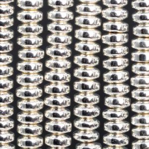 Shop Hematite Rondelle Beads! Shiny White Gold Tone Hematite Loose Beads Rondelle Shape 4x2mm | Natural genuine rondelle Hematite beads for beading and jewelry making.  #jewelry #beads #beadedjewelry #diyjewelry #jewelrymaking #beadstore #beading #affiliate #ad