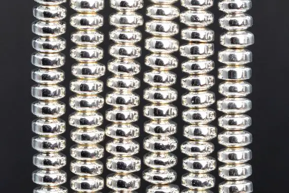 Shiny White Gold Tone Hematite Loose Beads Rondelle Shape 4x2mm