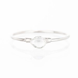 Shop Herkimer Diamond Rings! Mini Silver Raw Herkimer Diamond Ring, Raw Diamond Ring, Crystal Ring, Dainty Ring, Delicate Ring, Minimalist Ring, April Birthstone | Natural genuine Herkimer Diamond rings, simple unique handcrafted gemstone rings. #rings #jewelry #shopping #gift #handmade #fashion #style #affiliate #ad