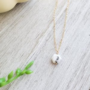 Hexagon Necklace, Howlite Necklace, Marble Stone Necklace, Layering Necklace, Geometric Necklace, Dainty Necklace | Natural genuine Howlite necklaces. Buy crystal jewelry, handmade handcrafted artisan jewelry for women.  Unique handmade gift ideas. #jewelry #beadednecklaces #beadedjewelry #gift #shopping #handmadejewelry #fashion #style #product #necklaces #affiliate #ad