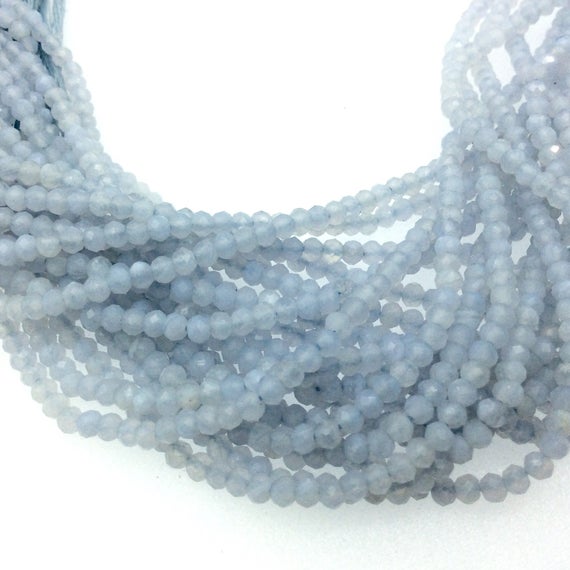Blue Lace Agate Rondelle Beads - 3mm Faceted