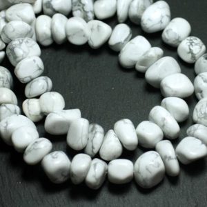 Shop Howlite Chip & Nugget Beads! Wire 39cm 45pc env – stone beads – Howlite pebbles 10-15mm | Natural genuine chip Howlite beads for beading and jewelry making.  #jewelry #beads #beadedjewelry #diyjewelry #jewelrymaking #beadstore #beading #affiliate #ad