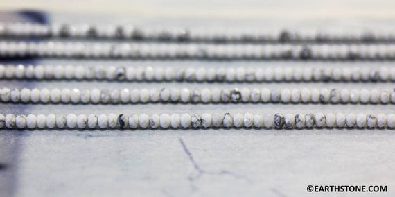 S/ White Howlite 3mm Faceted Rondelle Beads 15.5 Inches Long, White Color With Black Pattern Tiny Rondelle, For Spacer,and Jewelry Making