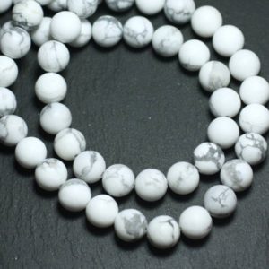 Shop Howlite Bead Shapes! 10pc – Perles Pierre – Howlite Boules 8mm Mat Sablé Givré – 8741140008496 | Natural genuine other-shape Howlite beads for beading and jewelry making.  #jewelry #beads #beadedjewelry #diyjewelry #jewelrymaking #beadstore #beading #affiliate #ad