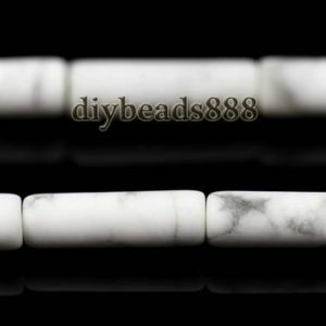 White howlite,15 inch full strand of natural White howlite matte tube beads,column beads,cylinder beads,frosted beads,4x13mm | Natural genuine other-shape Gemstone beads for beading and jewelry making.  #jewelry #beads #beadedjewelry #diyjewelry #jewelrymaking #beadstore #beading #affiliate #ad