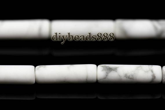 Grade Ab White Howlite Matte Tube Beads,column Beads,cylinder Beads,howlite,diy Beads,natural,gemstone,frosted Beads,4x13mm,15" Full Strand