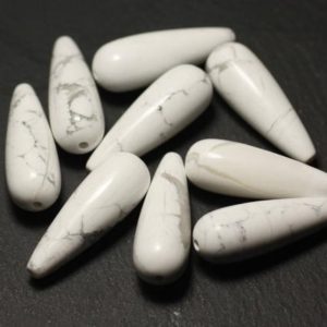 Shop Howlite Bead Shapes! Wire 39cm env – stone beads – Howlite drops 30x10mm 13pc | Natural genuine other-shape Howlite beads for beading and jewelry making.  #jewelry #beads #beadedjewelry #diyjewelry #jewelrymaking #beadstore #beading #affiliate #ad