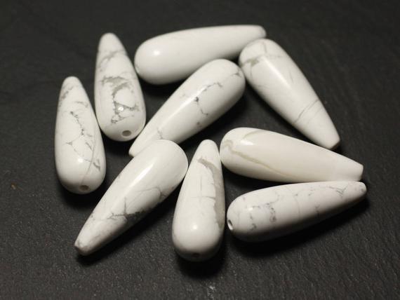 Fil 39cm 13pc Env - Perles De Pierre - Howlite Gouttes 30x10mm