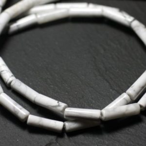 Shop Howlite Bead Shapes! Wire 39cm env – stone beads – Howlite Tubes 13x4mm 29pc | Natural genuine other-shape Howlite beads for beading and jewelry making.  #jewelry #beads #beadedjewelry #diyjewelry #jewelrymaking #beadstore #beading #affiliate #ad