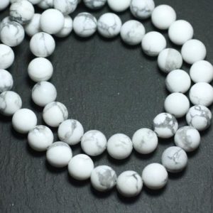 Shop Howlite Bead Shapes! Fil 39cm 46pc env – Perles de Pierre – Howlite Mat givré Boules 8mm | Natural genuine other-shape Howlite beads for beading and jewelry making.  #jewelry #beads #beadedjewelry #diyjewelry #jewelrymaking #beadstore #beading #affiliate #ad