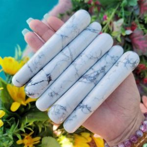 Howlite Wand – Crown Chakra – No. 20 | Natural genuine stones & crystals in various shapes & sizes. Buy raw cut, tumbled, or polished gemstones for making jewelry or crystal healing energy vibration raising reiki stones. #crystals #gemstones #crystalhealing #crystalsandgemstones #energyhealing #affiliate #ad