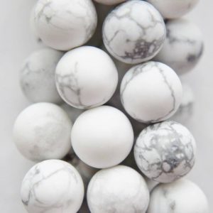 Shop Howlite Round Beads! Genuine Matte White Howlite Beads – Round 10 mm Gemstone Beads – Full Strand 15", 36 beads, AA Quality | Natural genuine round Howlite beads for beading and jewelry making.  #jewelry #beads #beadedjewelry #diyjewelry #jewelrymaking #beadstore #beading #affiliate #ad