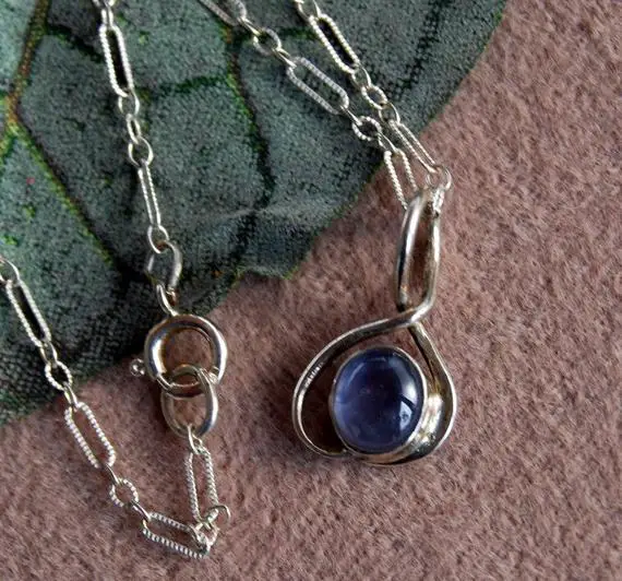 Iolite Necklace / Blue Iolite Pendant / Dainty Silver Necklace / Tourmaline Pendant / Moonstone Sterling Necklace / Lapis Sterling Pendant