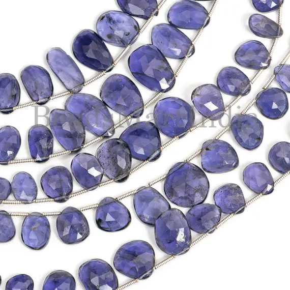 Iolite Faceted Flat Fancy Rose Cut Beads, Natural Iolite Faceted Fancy Beads, Iolite Faceted Beads, Iolite Fancy Beads, Iolite Beads