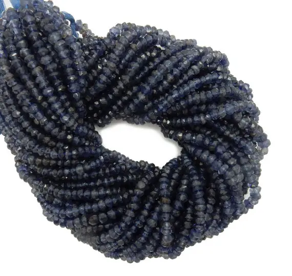Iolite Rondelle Beads - Medium Blue 5mm Rondelle Beads-- 1 Strand (s103b3-02)