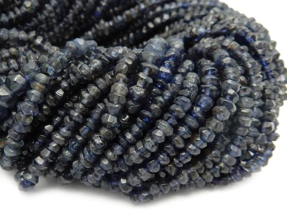 Iolite Rondelle Beads -one (1) Strand Of Dark Blue Rondelle Beads--  (s107b5-05)