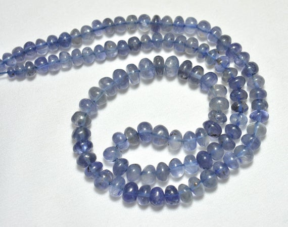 Iolite Smooth Rondelle Beads, Gemstone Bead, Blue Iolite Rondelle Beads Gemstone 5-8mm, Gemstone Necklace, 18 Inch Long Strand