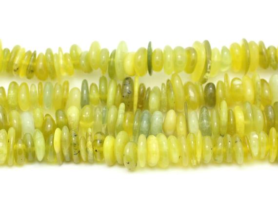 Fil 39cm 130pc Environ - Perles Pierre Jade Olive Chips Palets Rondelles 8-15mm Vert Jaune