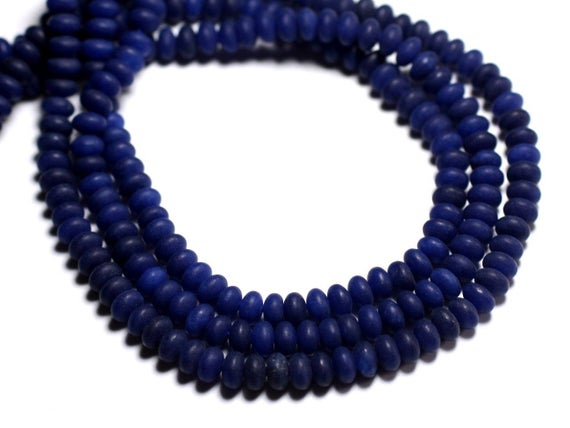 30pc - Perles De Pierre - Jade Rondelles 5x3mm Bleu Nuit Mat Givré -  8741140001015