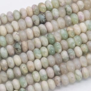 Shop Jade Rondelle Beads! Genuine Natural Milky Green Jade Loose Beads Rondelle Shape 6x4MM | Natural genuine rondelle Jade beads for beading and jewelry making.  #jewelry #beads #beadedjewelry #diyjewelry #jewelrymaking #beadstore #beading #affiliate #ad