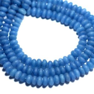 Shop Jade Rondelle Beads! Fil 39cm 112pc env – Perles de Pierre – Jade Rondelles 5x3mm Bleu Roi Mat Sablé Givré | Natural genuine rondelle Jade beads for beading and jewelry making.  #jewelry #beads #beadedjewelry #diyjewelry #jewelrymaking #beadstore #beading #affiliate #ad