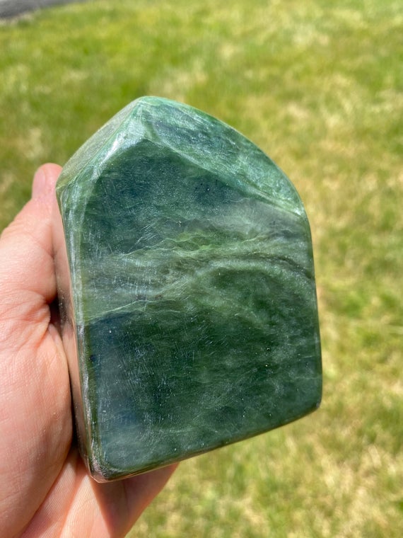 Nephrite Jade Stone - Polished Jade Freeform - Standing Jade Sculpture - Nephrite Jade Standing Specimen - Large Jade Crystal - #16