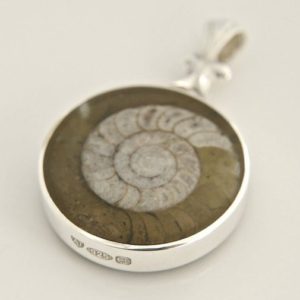 Shop Jet Jewelry! Ammonite & Whitby Jet reversable Pendant Handmade Silver Pendant | Natural genuine Jet jewelry. Buy crystal jewelry, handmade handcrafted artisan jewelry for women.  Unique handmade gift ideas. #jewelry #beadedjewelry #beadedjewelry #gift #shopping #handmadejewelry #fashion #style #product #jewelry #affiliate #ad