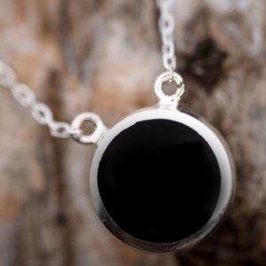Shop Jet Pendants! Whitby Jet Pendant – Connemara Marble Pendant- Sterling Silver – Double Sided set with Connemara Marble and Whitby Jet with chain included | Natural genuine Jet pendants. Buy crystal jewelry, handmade handcrafted artisan jewelry for women.  Unique handmade gift ideas. #jewelry #beadedpendants #beadedjewelry #gift #shopping #handmadejewelry #fashion #style #product #pendants #affiliate #ad