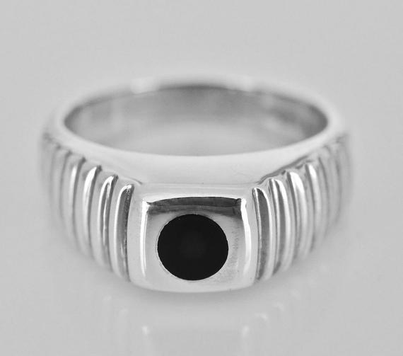 Whitby Jet Ring -silver - Handmade Gents Ring