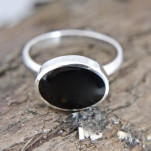 Shop Jet Rings! Whitby Jet Ring – Womens Ring – Stone Ring – Handmade Sterling Silver | Natural genuine Jet rings, simple unique handcrafted gemstone rings. #rings #jewelry #shopping #gift #handmade #fashion #style #affiliate #ad