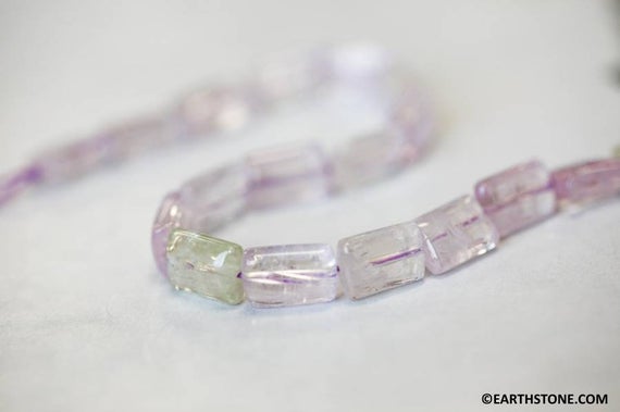 M/ Kunzite 9x13mm/ 10x14mm Flat Rectangle Beads 16" Strand Stabilized Light Pink Transparent Kunzite Beads For Jewelry Making