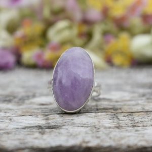 Kunzite Ring, Sterling Silver Ring, Kunzite Jewelry, Simple Ring, Natural Kunzite, Statement Ring, Christmas Sale, Birthday Gift, Pink Stone | Natural genuine Kunzite rings, simple unique handcrafted gemstone rings. #rings #jewelry #shopping #gift #handmade #fashion #style #affiliate #ad