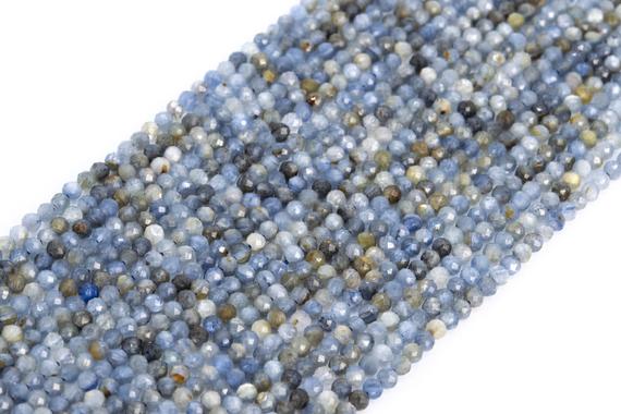 Genuine Natural Blue Gray Kyanite Loose Beads Faceted Round Shape 2mm
