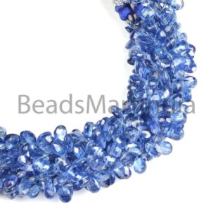 Shop Kyanite Faceted Beads! Kyanite Faceted Pears Shape Beads, 5X8-6X9MM Kyanite Pears Shape Beads Side Drill, Kyanite Faceted Pears, Kyanite Fancy Shape Beads | Natural genuine faceted Kyanite beads for beading and jewelry making.  #jewelry #beads #beadedjewelry #diyjewelry #jewelrymaking #beadstore #beading #affiliate #ad