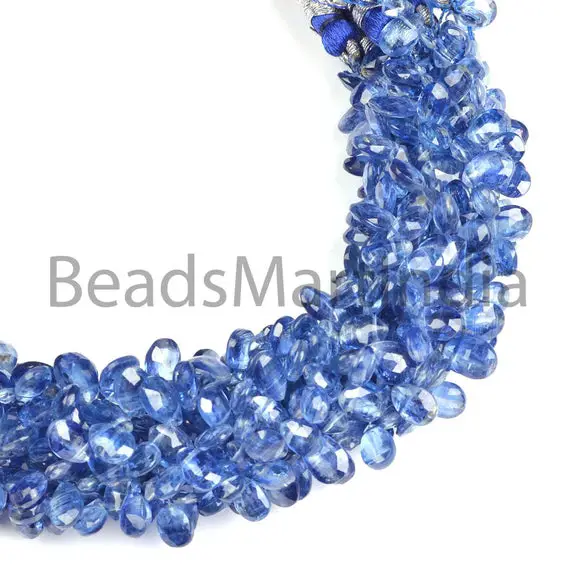 Kyanite Faceted Pears Shape Beads, 5x8-6x9mm Kyanite Pears Shape Beads Side Drill, Kyanite Faceted Pears, Kyanite Fancy Shape Beads