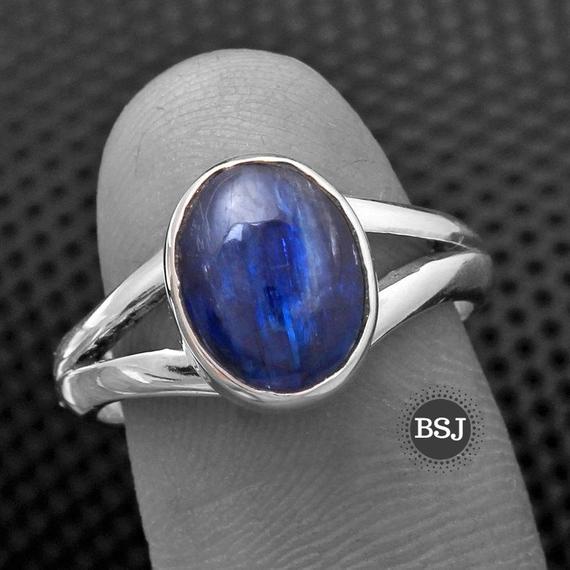 Silver Kyanite Ring, 925 Sterling Silver, Blue Gemstone Ring, Made For Her, Split Band Ring, Handmade Gemstone Jewelry, Simple Jewelry, Sale