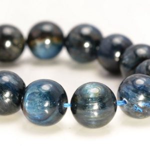 Kyanite Gemstone Blue Black Grade A 6mm 8mm 9mm 10mm 11mm 12mm 13mm 14mm 15mm Round Loose Beads Half Strand (A217) | Natural genuine round Kyanite beads for beading and jewelry making.  #jewelry #beads #beadedjewelry #diyjewelry #jewelrymaking #beadstore #beading #affiliate #ad